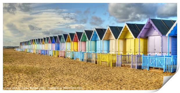 Mersea Beach Huts Essex Print by Diana Mower