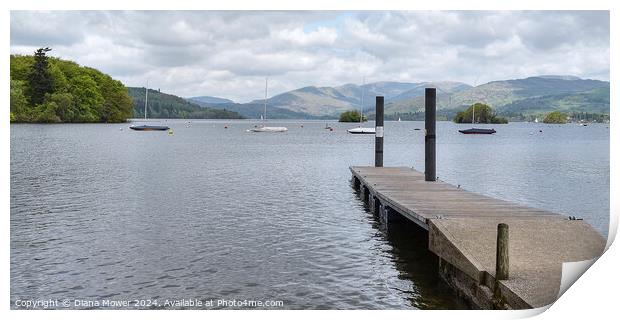 Windermere Jetty at Ambleside Print by Diana Mower