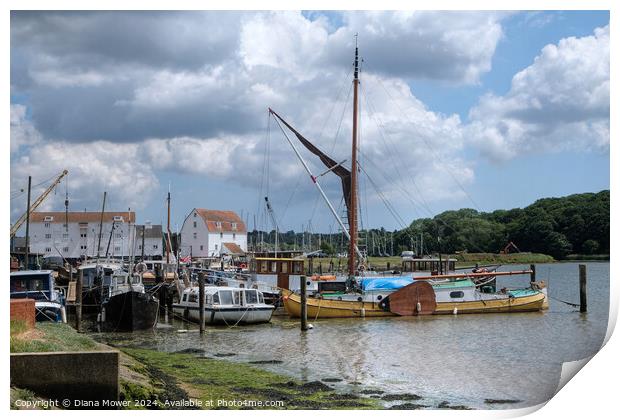 Woodbridge tide mill and Quay Suffolk Print by Diana Mower