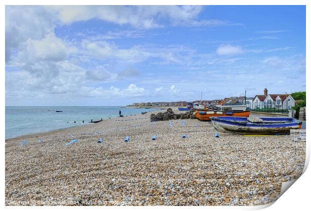 Selsey Beach and Town  Print by Diana Mower
