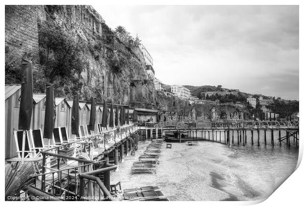 Sorrento Beach Monochrome Print by Diana Mower