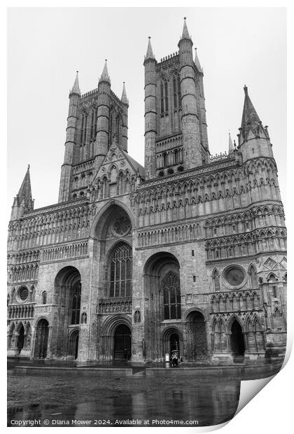 Lincoln Cathedral Rainy Day Mono Print by Diana Mower