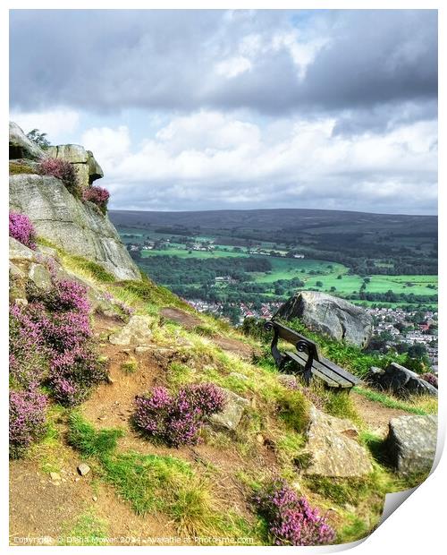 Ilkley The Cow and Calf Seat View Print by Diana Mower