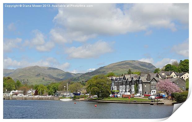 Ambleside Lake Windermere, Cumbria Print by Diana Mower