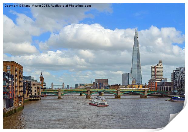 River Thames and London skyline Print by Diana Mower