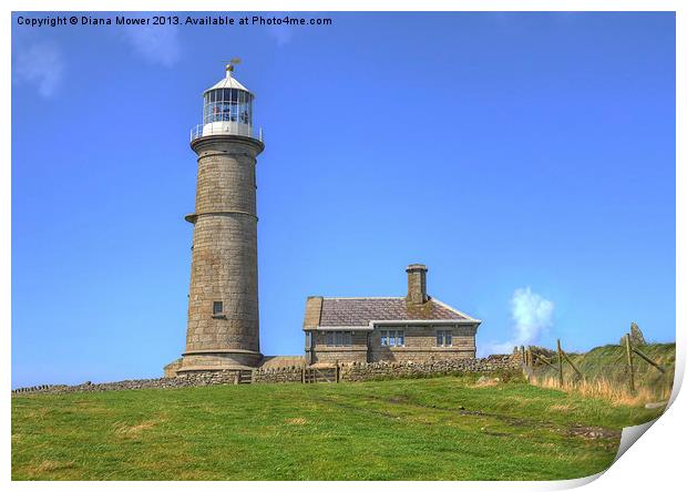 Lundy Lighthouse Bristol Channel Devon. Print by Diana Mower