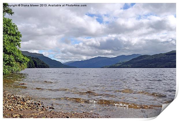 Loch Lomond shore Scotland Print by Diana Mower