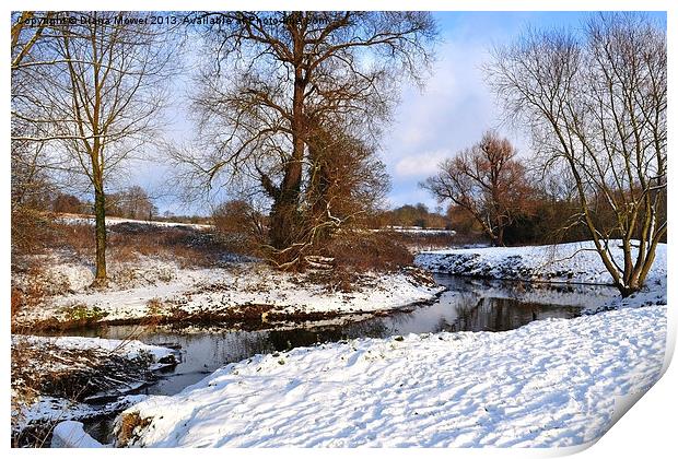 Bocking river in Winter Snow Print by Diana Mower