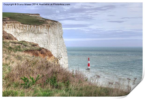 Beachy Head Lighthouse East Sussex Print by Diana Mower