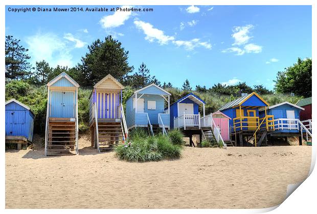 Beach Huts Print by Diana Mower