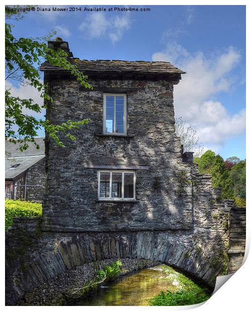 Bridge House Ambleside Cumbria Print by Diana Mower