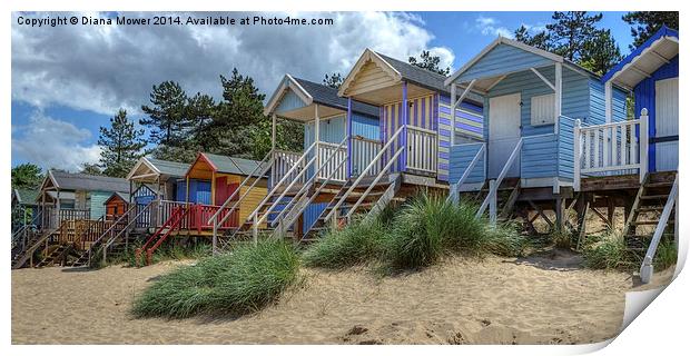 Beach Huts Wells Print by Diana Mower