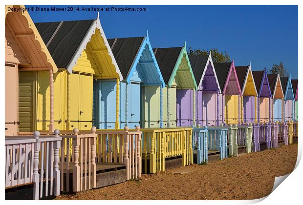 Beach Huts Print by Diana Mower