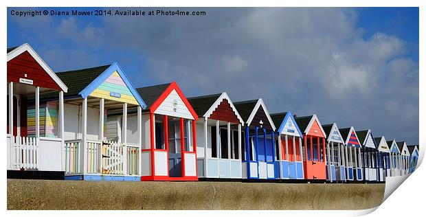  Southwold Beach Huts Print by Diana Mower