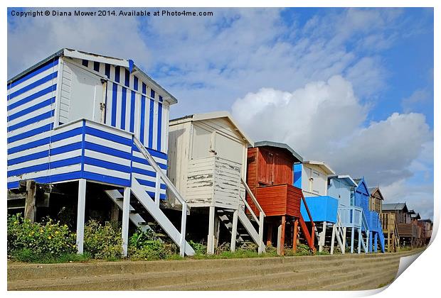  Walton Beach Huts Print by Diana Mower