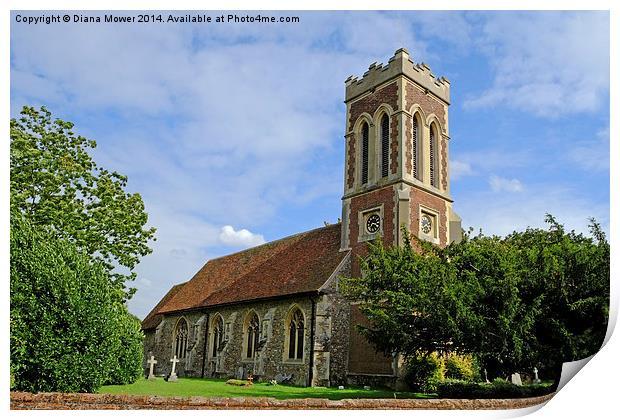  All Saints Church Messing Print by Diana Mower