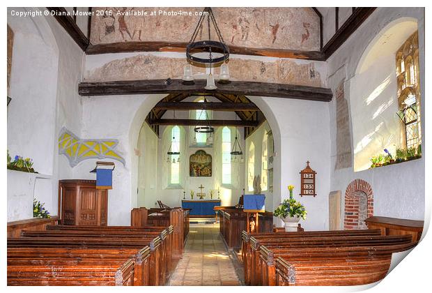  Fairstead Church interior Print by Diana Mower