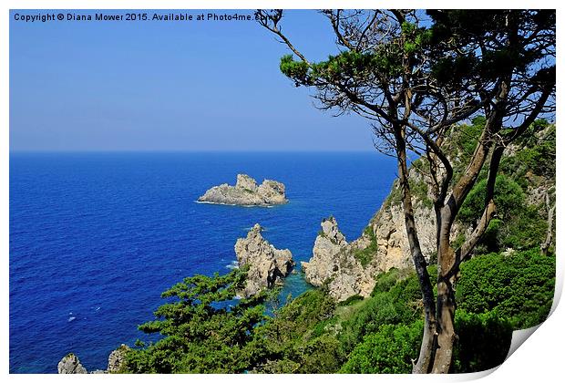 Paleokastritsa Corfu  Print by Diana Mower