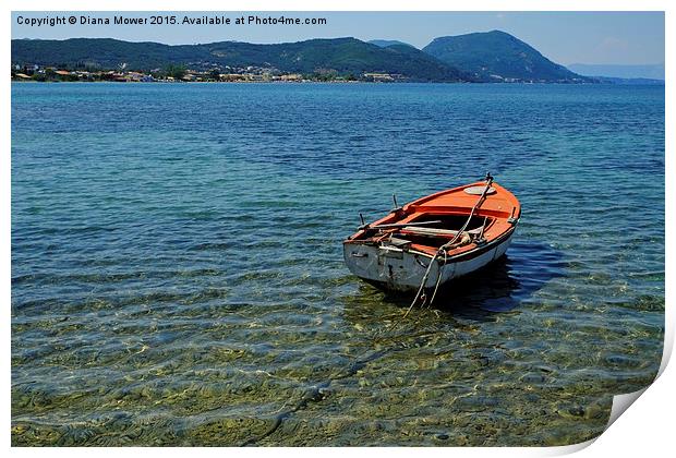  Row boat Corfu Print by Diana Mower