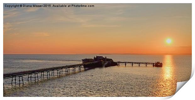 Birnbeck Pier Sunset   Print by Diana Mower