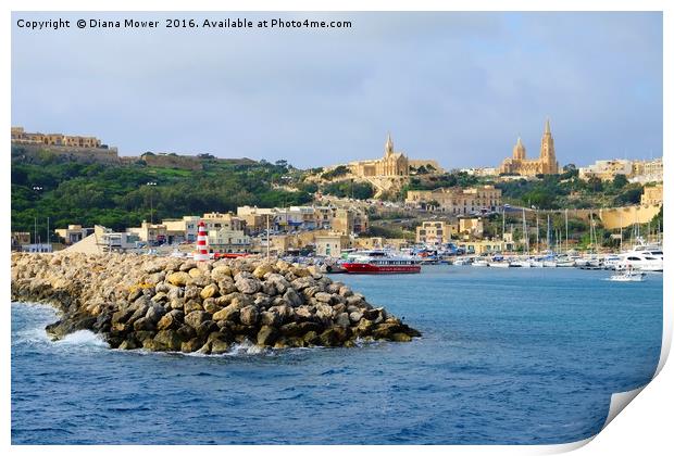 Gozo Harbour Print by Diana Mower