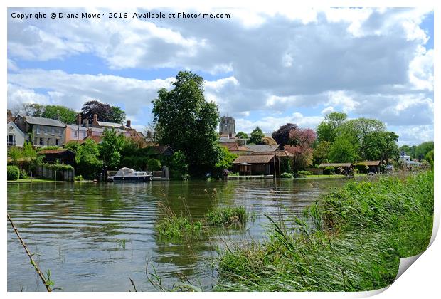 The River Waveney at Beccles Print by Diana Mower