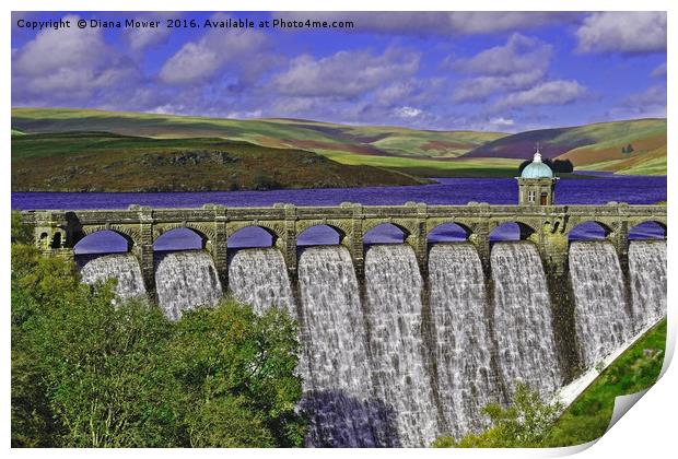 Craig Goch Reservoir  and dam Print by Diana Mower