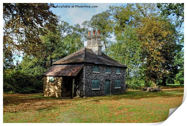 Flint Cottage Hylands Park Print by Diana Mower