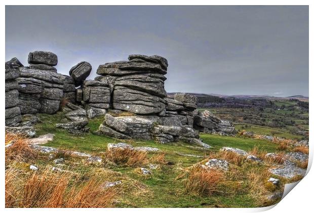 Combestone Tor Dartmoor Print by Diana Mower