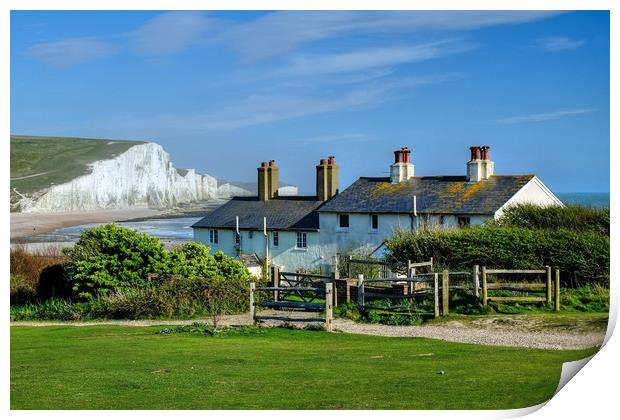 The Seven Sisters from Cuckmere Haven. Print by Diana Mower