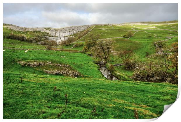 Malham Cove and Hills Print by Diana Mower