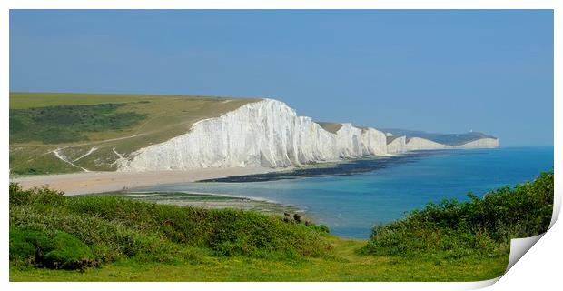 The Seven Sisters From Cuckmere Valley. Print by Diana Mower