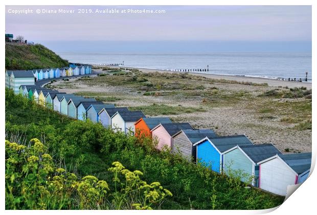 Pakefield Beach Huts Print by Diana Mower