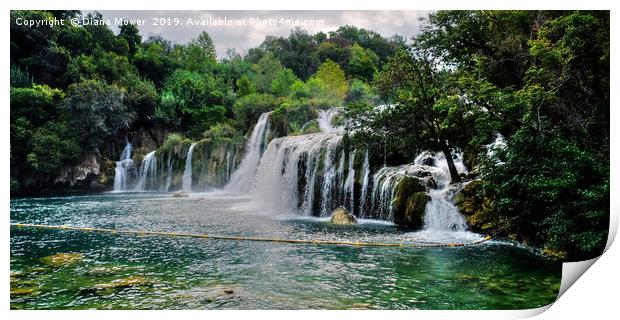 Krka Waterfalls Croatia  Print by Diana Mower