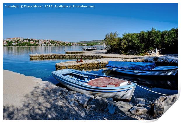 Zatoglav Beach Boats Croatia Print by Diana Mower