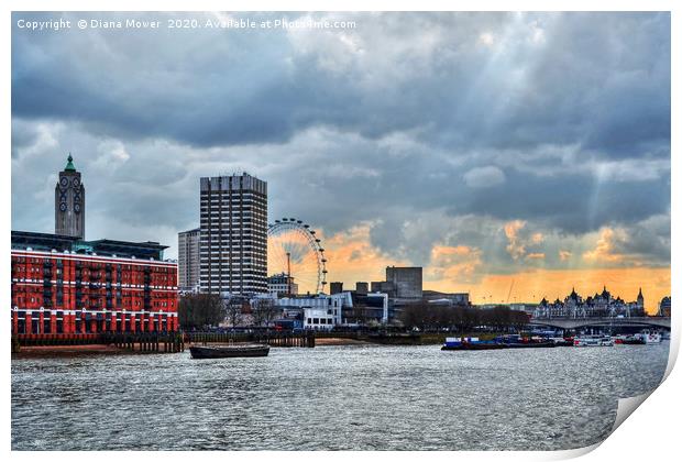 Thames Sunset Print by Diana Mower