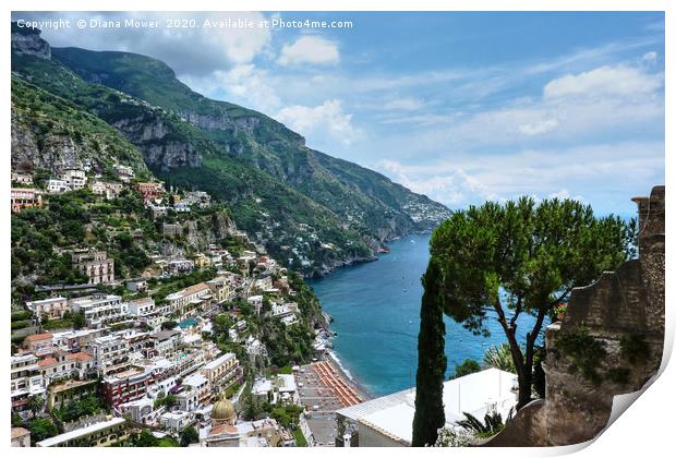 Positano Italy and Amalfi coast Print by Diana Mower