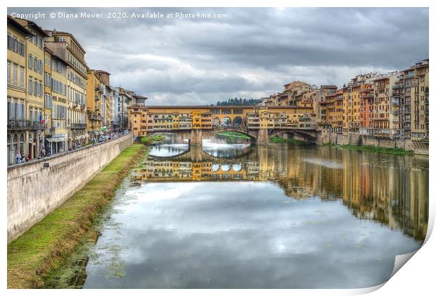 Ponte Vecchio Florence Tuscany Italy Print by Diana Mower