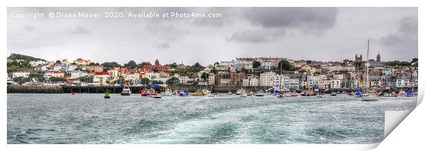 St Peter Port  Guernsey panoramic  Print by Diana Mower