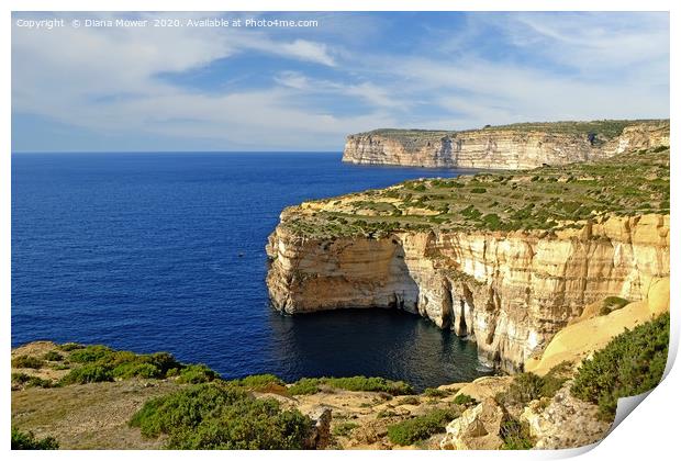 Sanap Cliffs Gozo Malta Print by Diana Mower