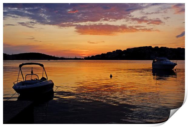 Rogoznica Croatia at sunset Print by Diana Mower