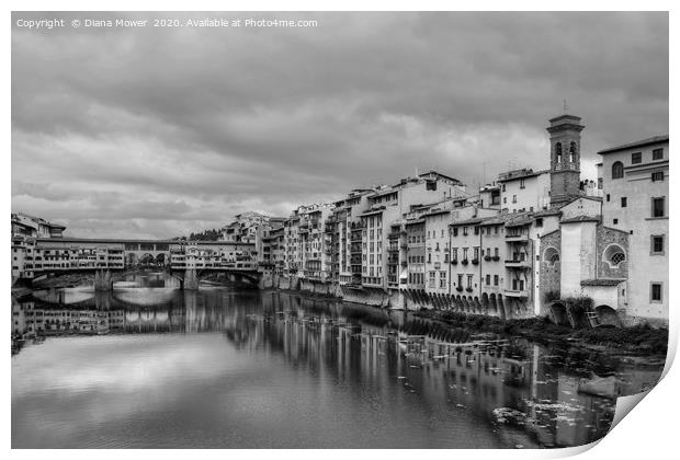 Ponte Vecchio Florence Monochrome  Print by Diana Mower