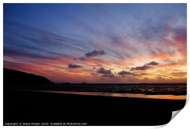  Sand Bay Sunset, Weston Super mare Somerset Print by Diana Mower