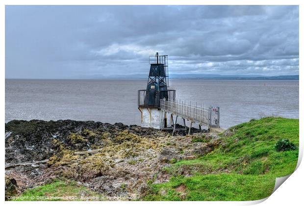 Portishead beach and Battery point lighthouse Print by Diana Mower