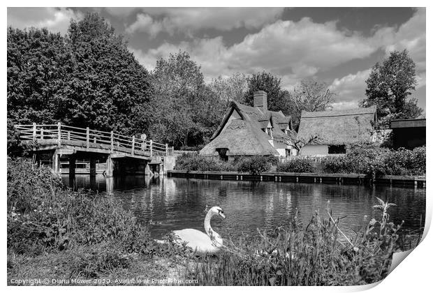 Flatford on the River Stour Essex Suffolk Border Print by Diana Mower