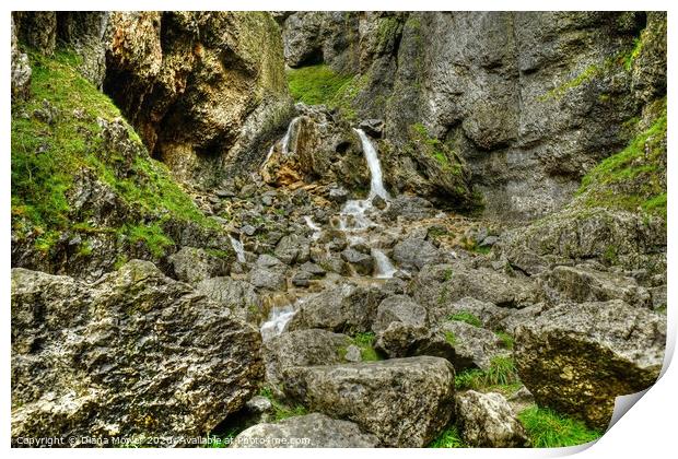 Gordale Scar waterfall Yorkshire Print by Diana Mower