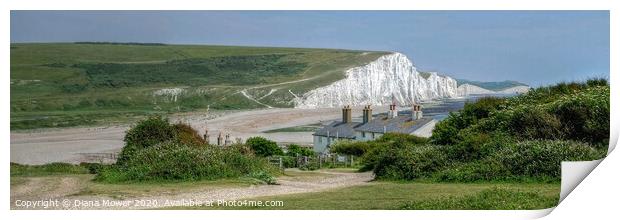Seven Sisters and Cuckmere Haven Panoramic Print by Diana Mower