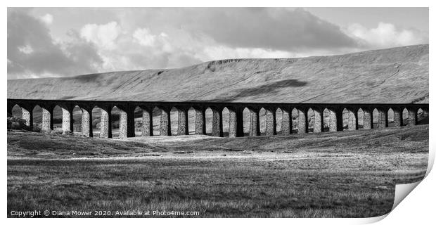 Ribblehead Viaduct in monochrome Print by Diana Mower