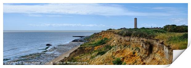 Walton on the Naze cliffs and Tower Panoramic Print by Diana Mower