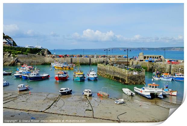 Newquay Harbour Cornwall Print by Diana Mower